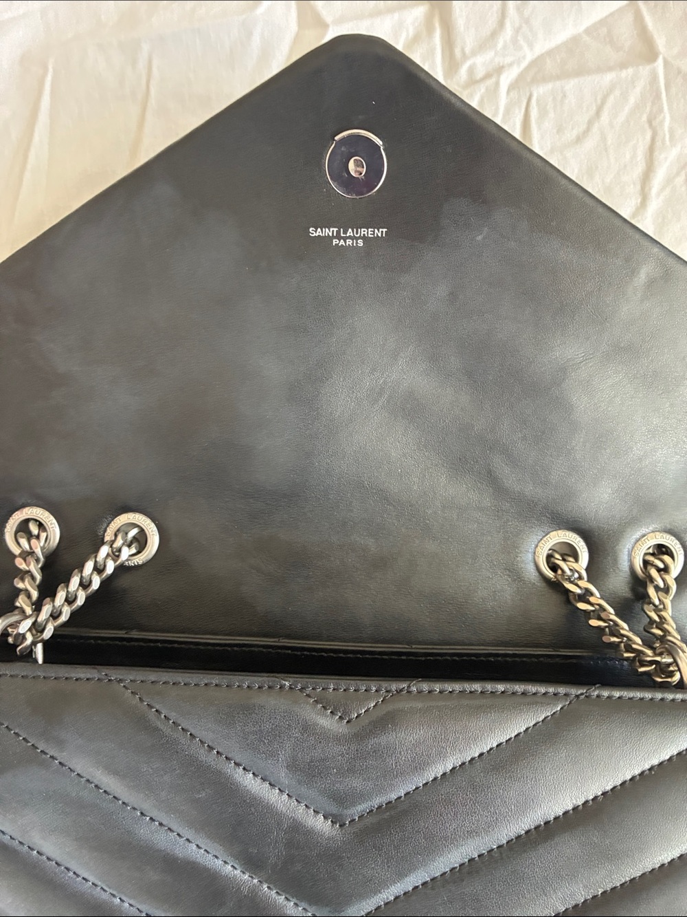 Saint Laurent Black Quilted Leather Shoulder Bag with Silver YSL - Picture 4 of 11